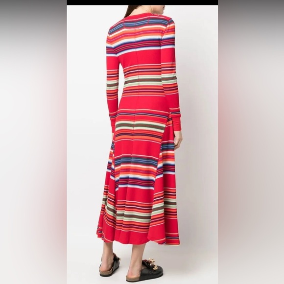 Polo Ralph Lauren Red/Multicolor Striped Knit Long Sleeve Maxi Dress Size S - Picture 3 of 12